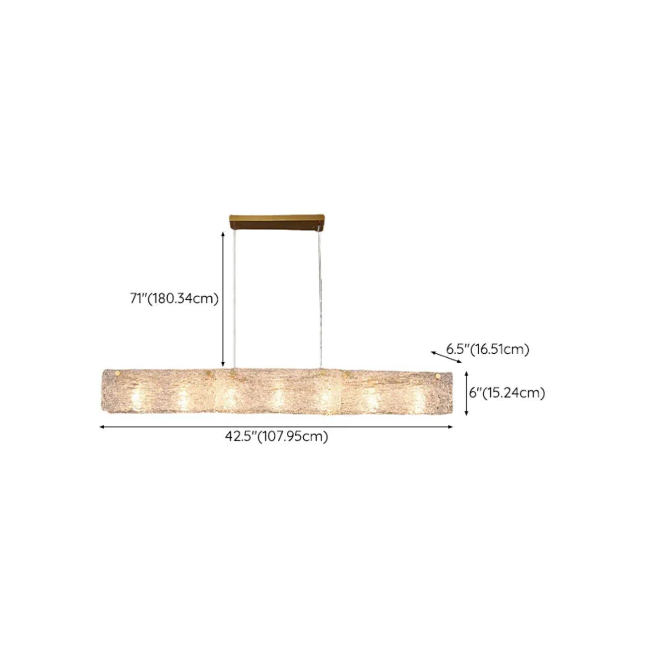 Modern Gold Glass Rectangle Pendant Light for Kitchen #size