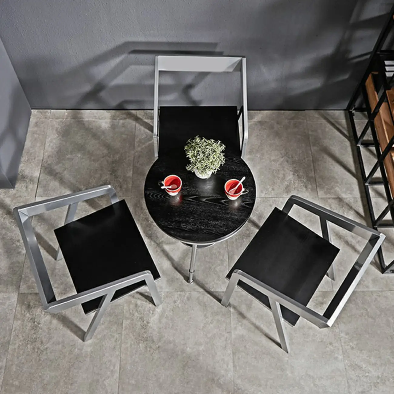 Industrial Black Wood Round Adjustable Height Bar Table Image - 5 | homeyfad