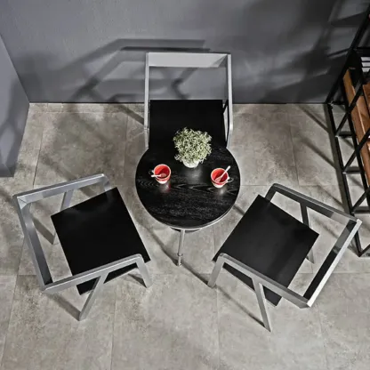 Industrial Black Wood Round Adjustable Height Bar Table Image - 5