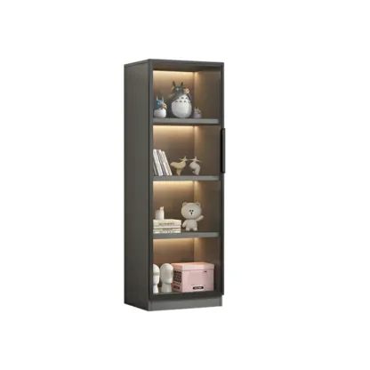 Simple Modern Gray Clear Cover Wooden Display Cabinet Image - 7