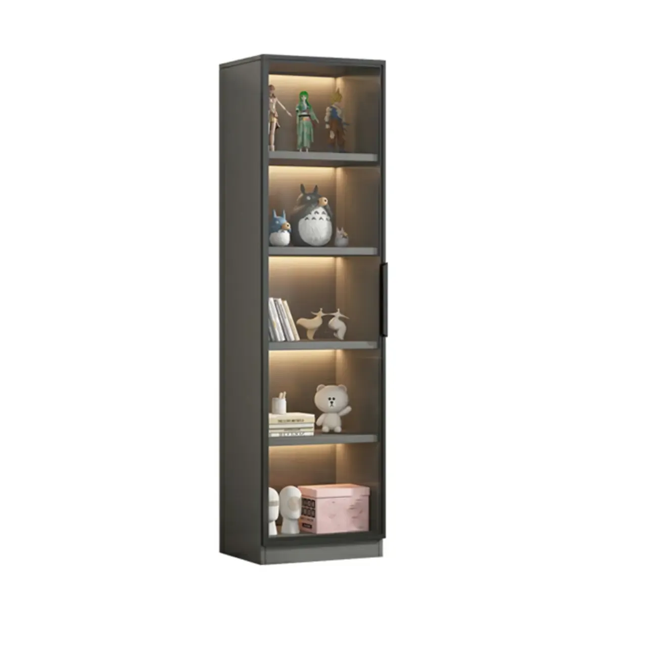 Simple Modern Gray Clear Cover Wooden Display Cabinet Image - 8