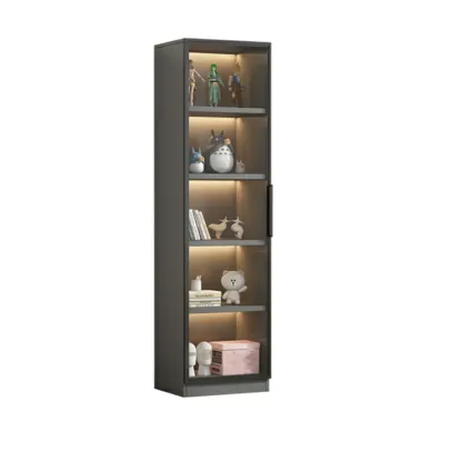 Simple Modern Gray Clear Cover Wooden Display Cabinet Image - 8
