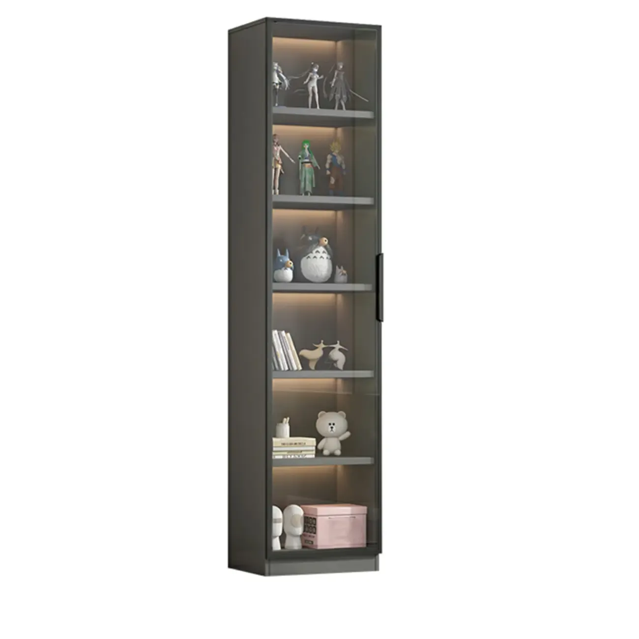 Simple Modern Gray Clear Cover Wooden Display Cabinet Image - 11