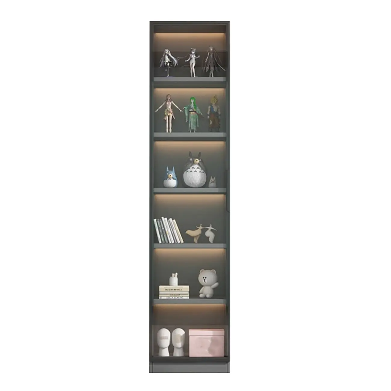 Simple Modern Gray Clear Cover Wooden Display Cabinet Image - 13 | homeyfad