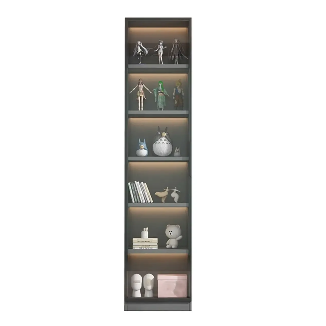 Simple Modern Gray Clear Cover Wooden Display Cabinet Image - 13