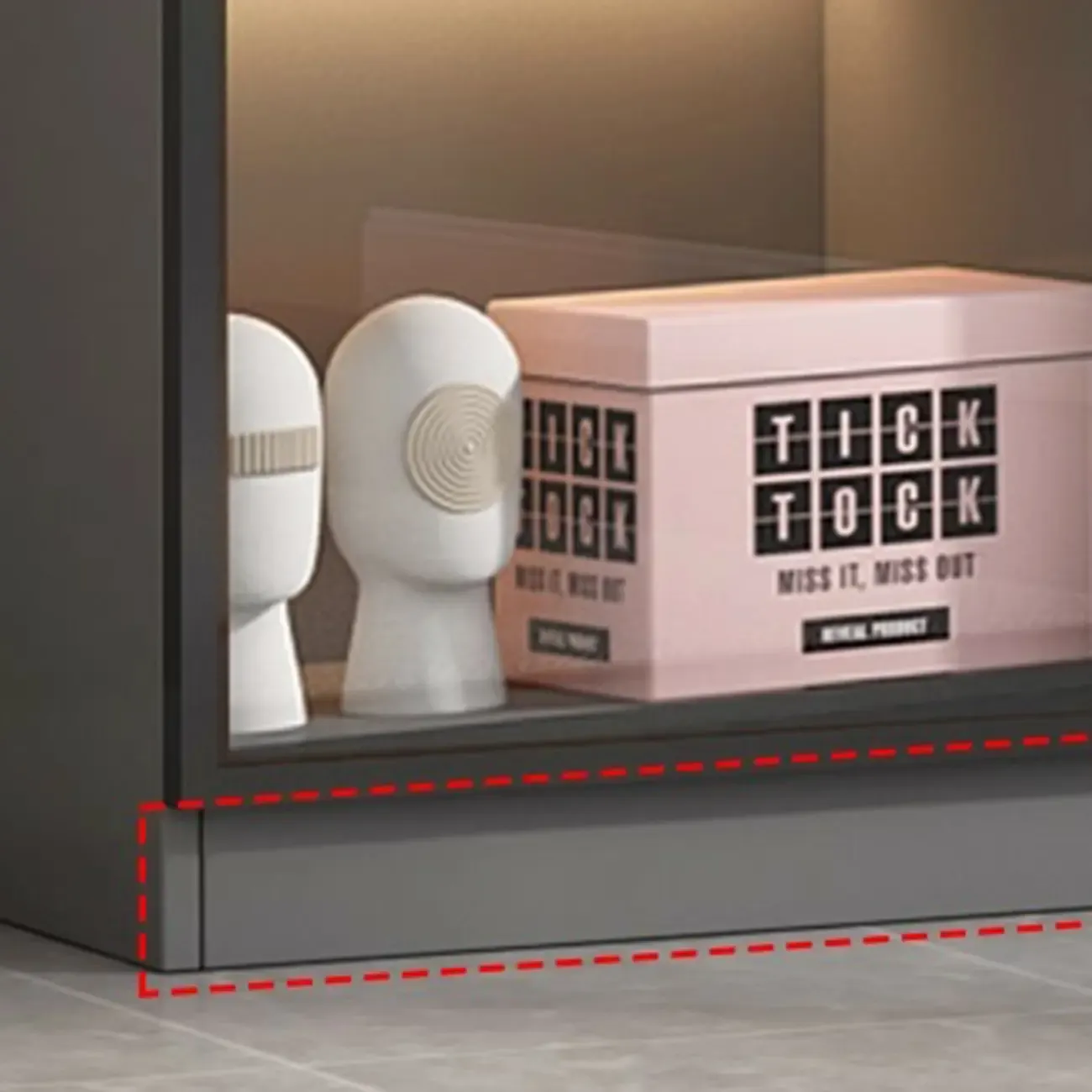 Simple Modern Gray Clear Cover Wooden Display Cabinet Image - 12