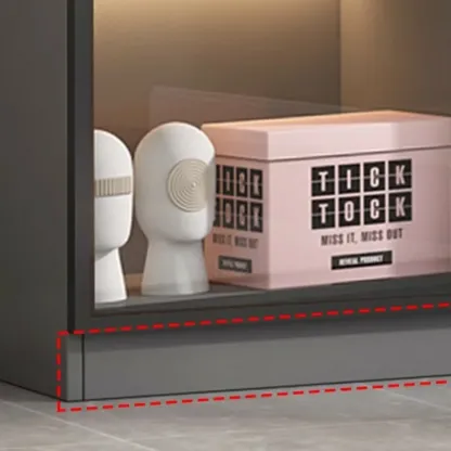 Simple Modern Gray Clear Cover Wooden Display Cabinet Image - 12