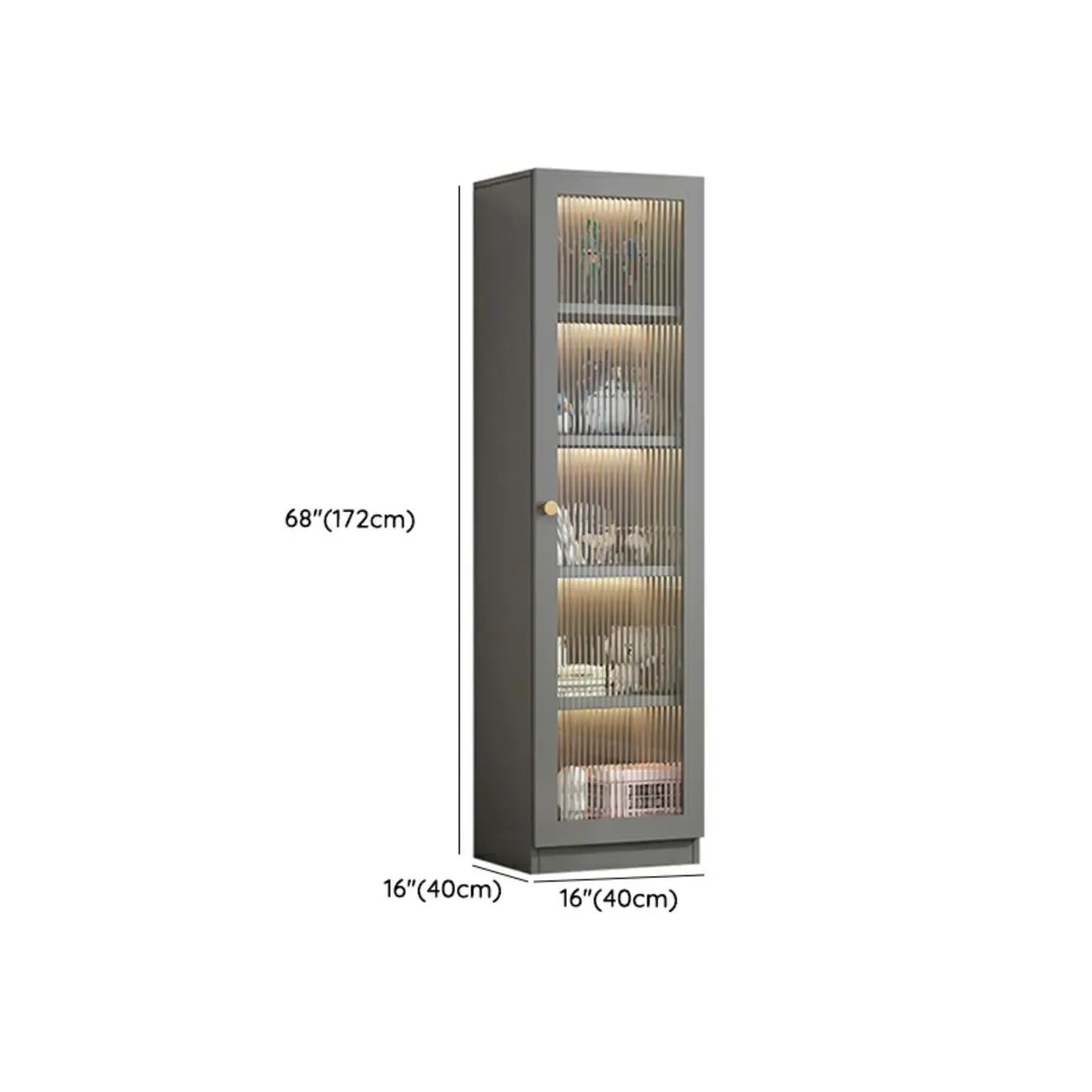 Simple Modern Gray Clear Cover Wooden Display Cabinet Image - 16