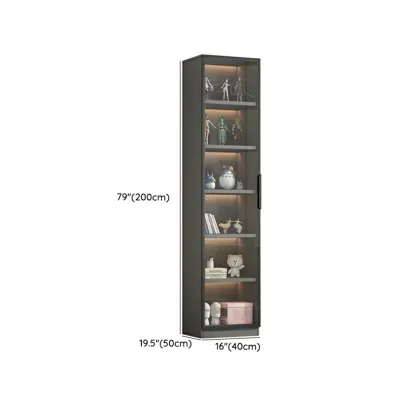 Simple Modern Gray Clear Cover Wooden Display Cabinet Image - 23