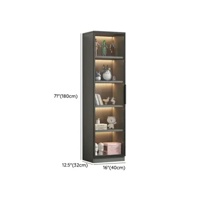 Simple Modern Gray Clear Cover Wooden Display Cabinet Image - 24