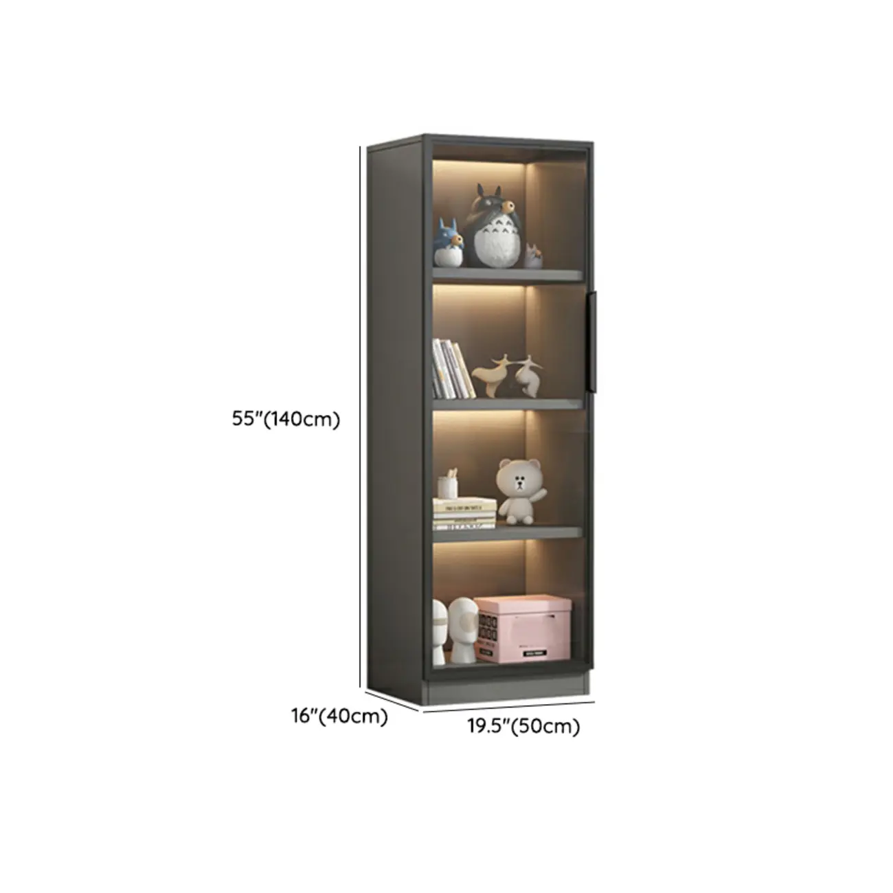 Simple Modern Gray Clear Cover Wooden Display Cabinet Image - 26 | homeyfad