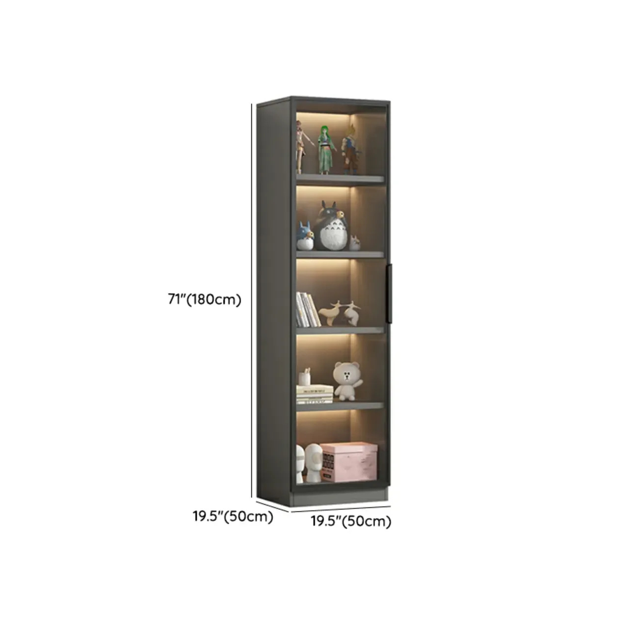 Simple Modern Gray Clear Cover Wooden Display Cabinet Image - 29
