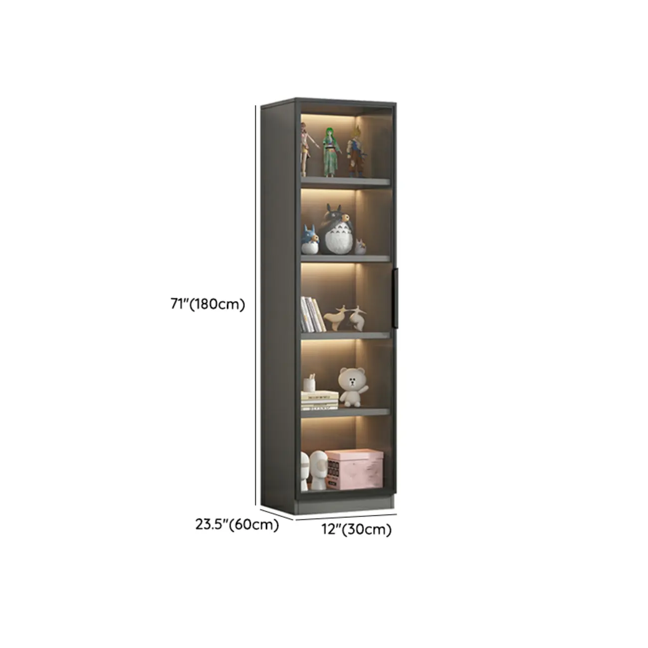 Simple Modern Gray Clear Cover Wooden Display Cabinet Image - 32 | homeyfad