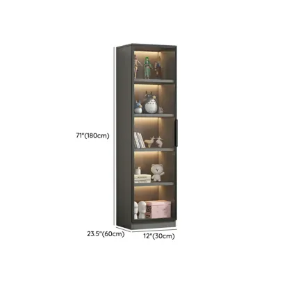 Simple Modern Gray Clear Cover Wooden Display Cabinet Image - 32