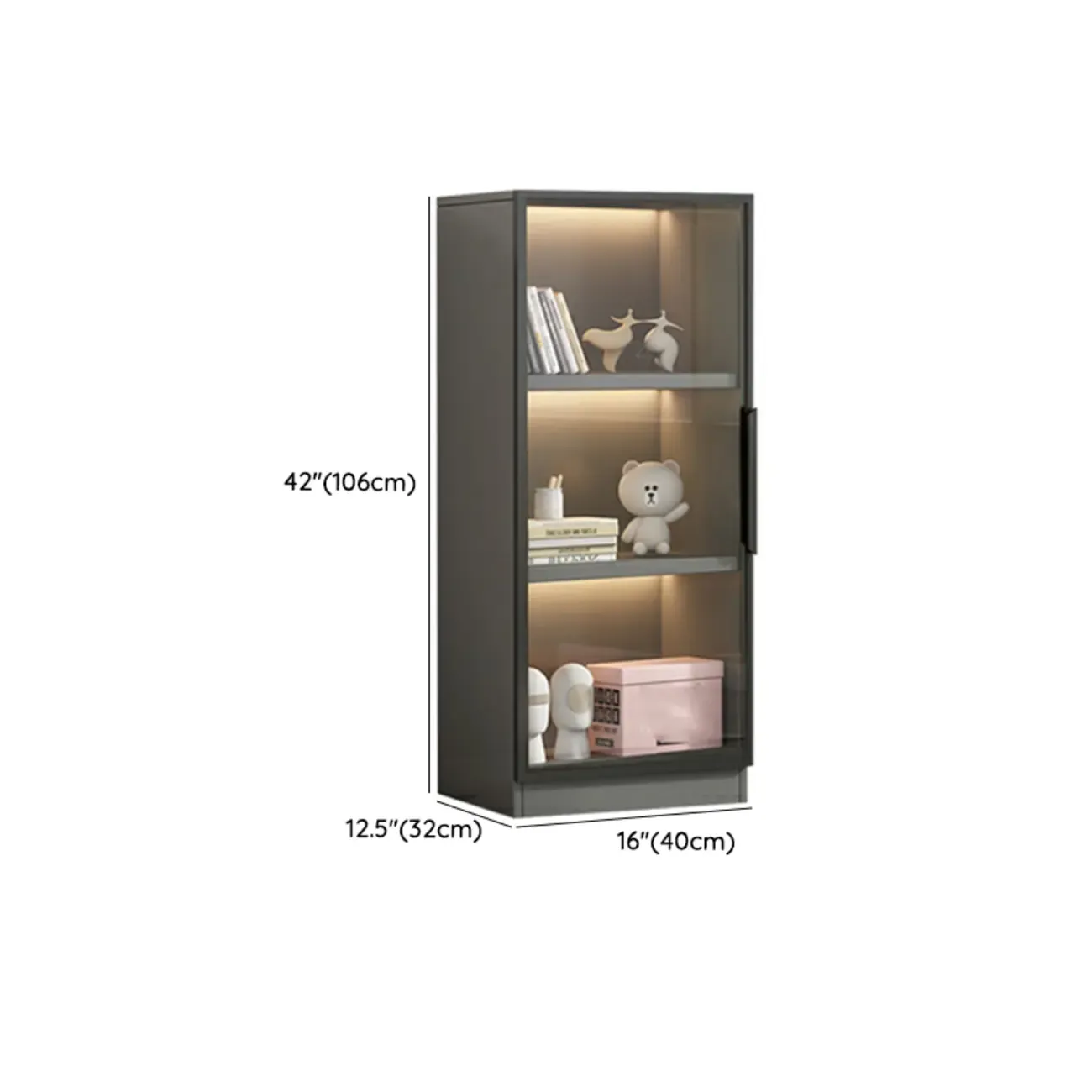 Simple Modern Gray Clear Cover Wooden Display Cabinet Image - 37