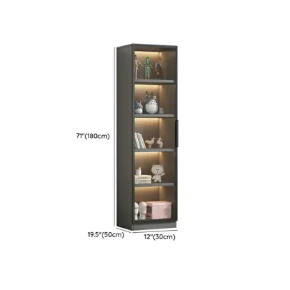 Simple Modern Gray Clear Cover Wooden Display Cabinet Image - 46