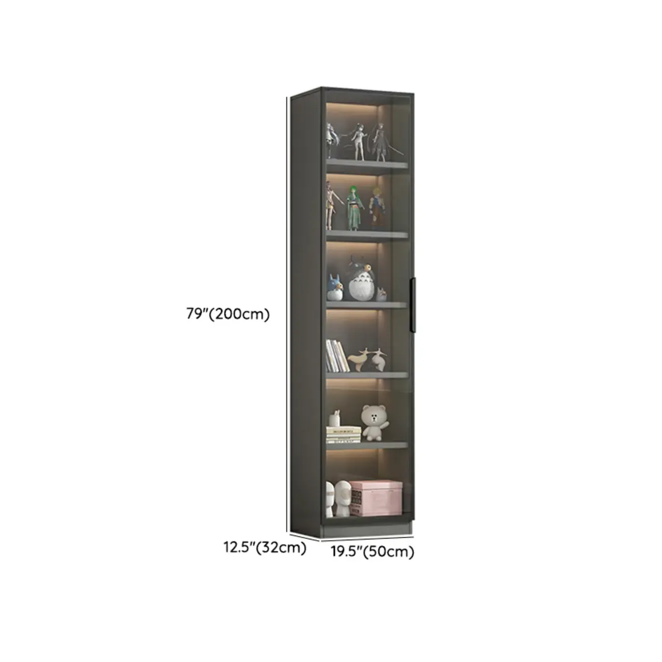 Simple Modern Gray Clear Cover Wooden Display Cabinet Image - 52