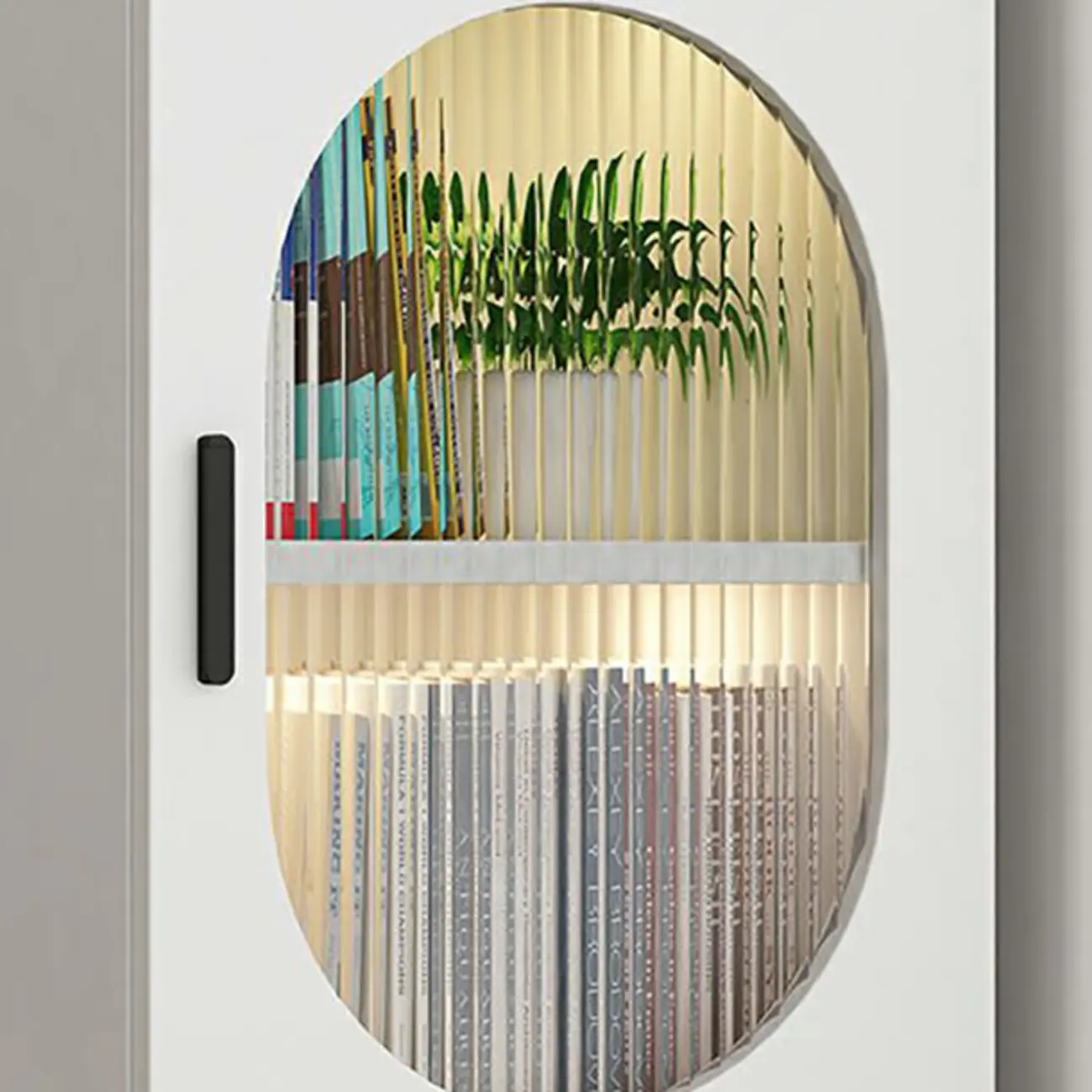 Modern White Wood Glass Storage Cabinet with Tray Top Image - 11 | homeyfad