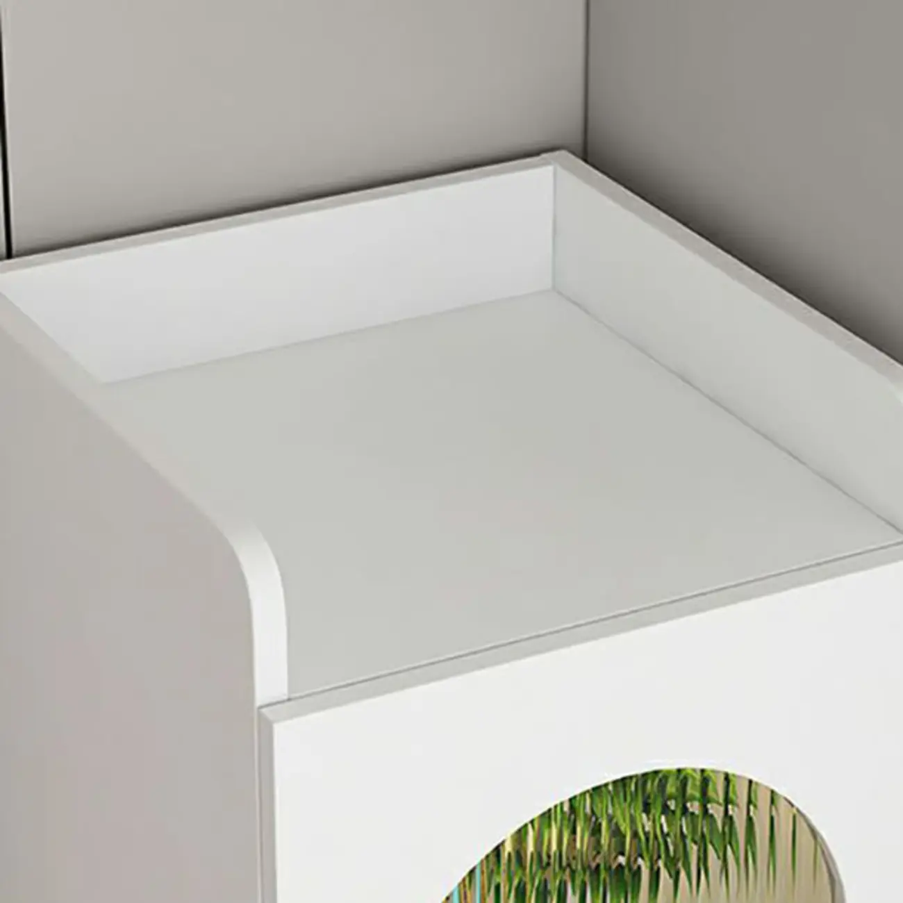 Modern White Wood Glass Storage Cabinet with Tray Top Image - 16 | homeyfad