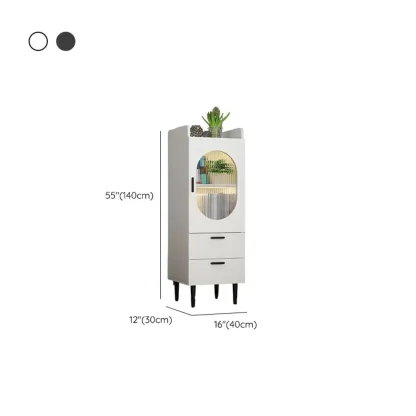 Modern White Wood Glass Storage Cabinet with Tray Top #size