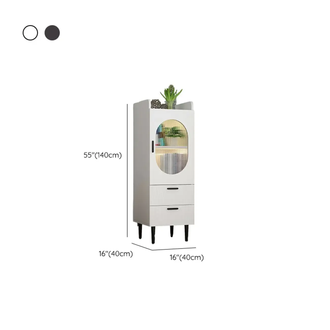 Modern White Wood Glass Storage Cabinet with Tray Top Image - 19
