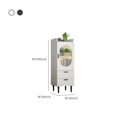 Modern White Wood Glass Storage Cabinet with Tray Top Image - 19