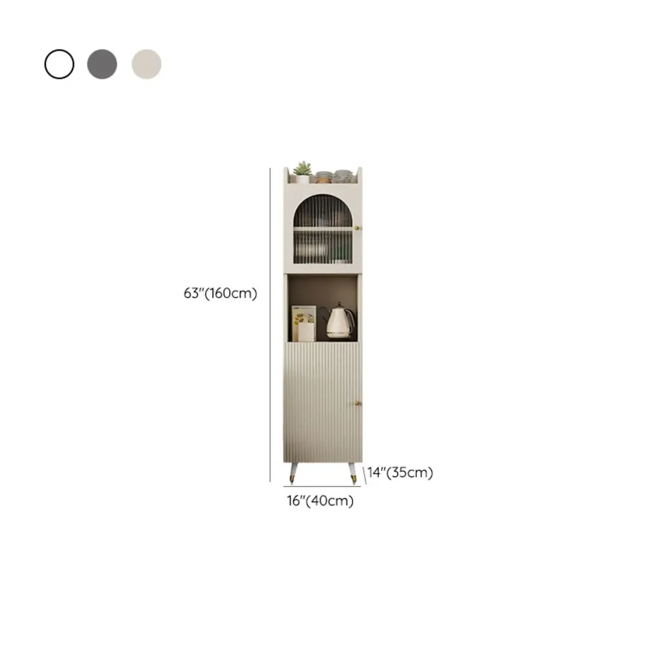 Modern White Wood Glass Storage Cabinet with Tray Top Image - 20