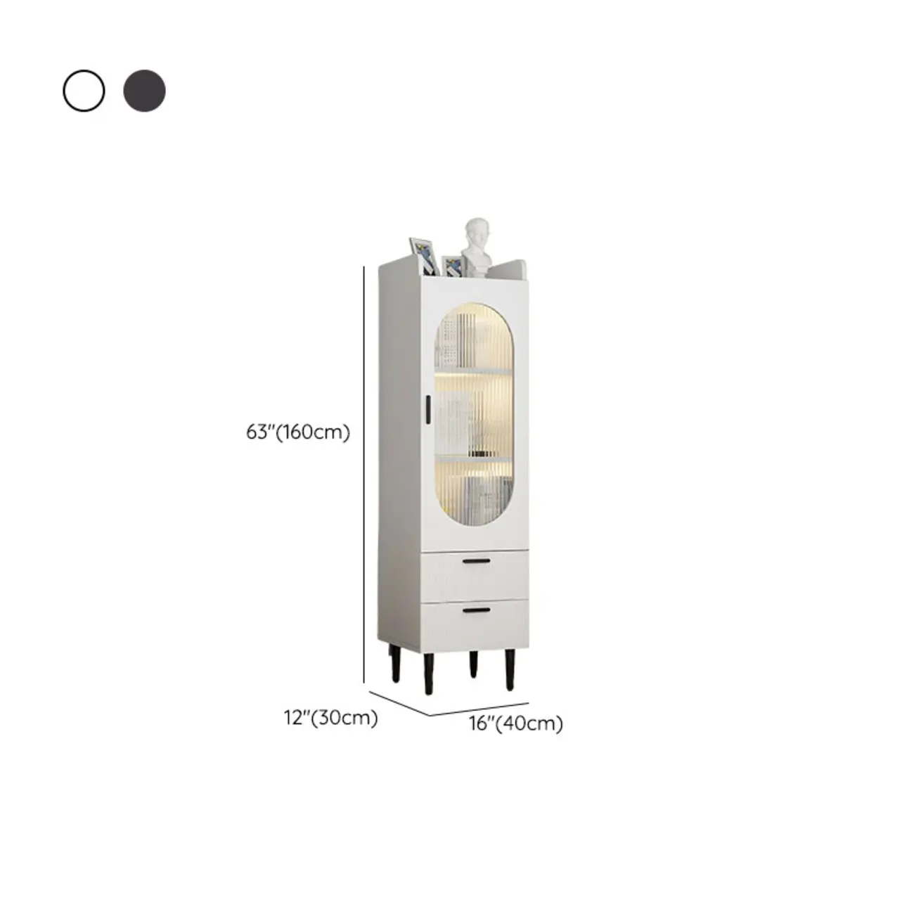 Modern White Wood Glass Storage Cabinet with Tray Top Image - 21 | homeyfad