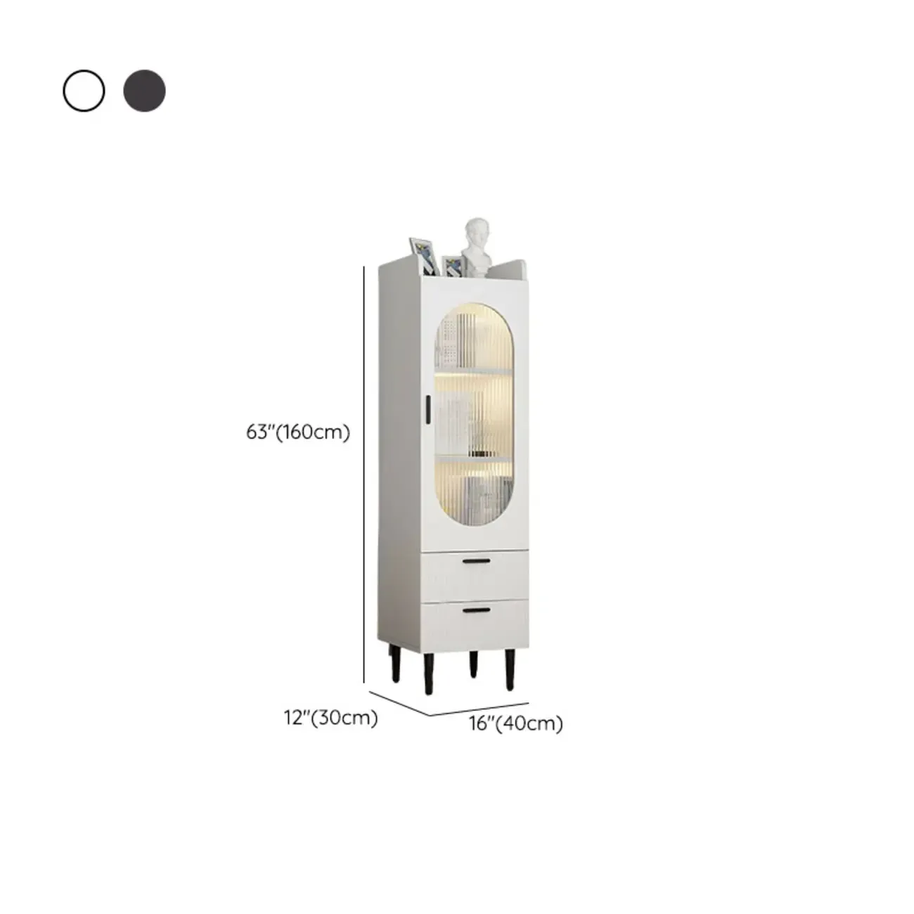 Modern White Wood Glass Storage Cabinet with Tray Top Image - 21