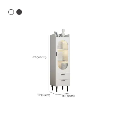 Modern White Wood Glass Storage Cabinet with Tray Top Image - 21