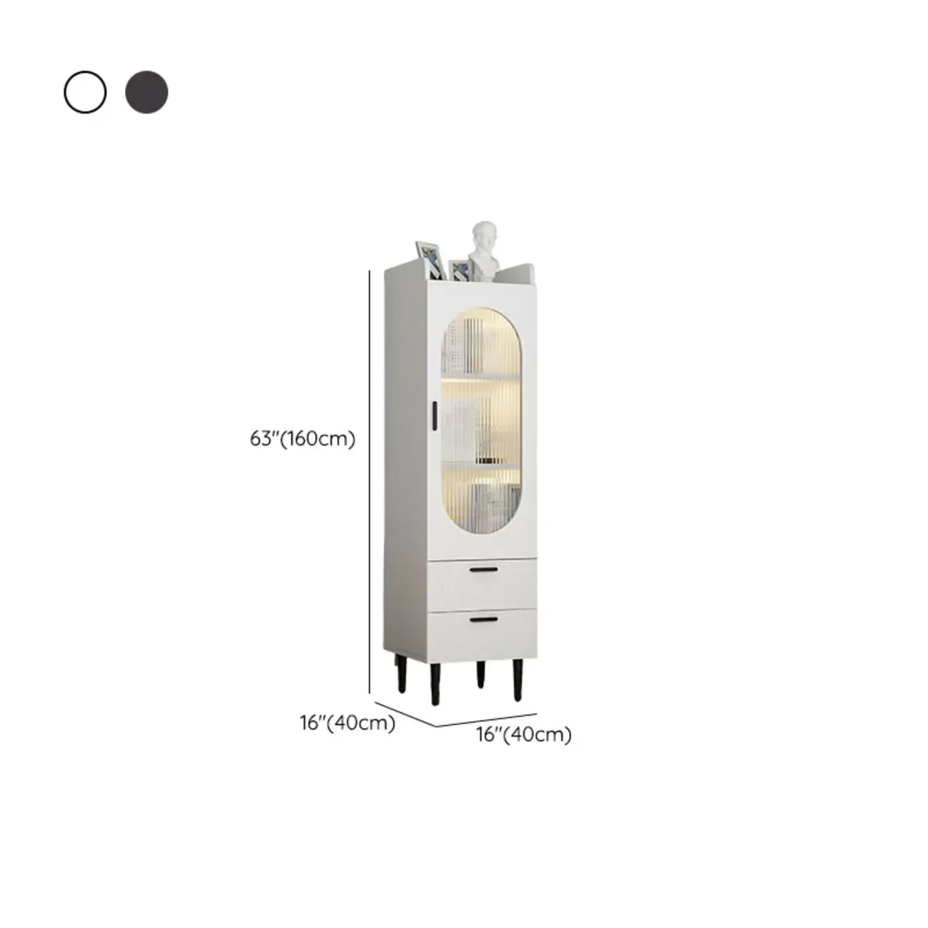 Modern White Wood Glass Storage Cabinet with Tray Top Image - 22
