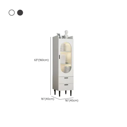 Modern White Wood Glass Storage Cabinet with Tray Top Image - 22