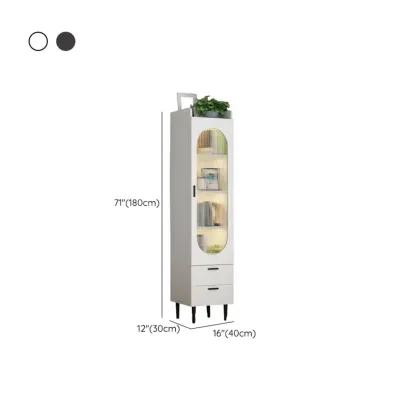 Modern White Wood Glass Storage Cabinet with Tray Top Image - 23