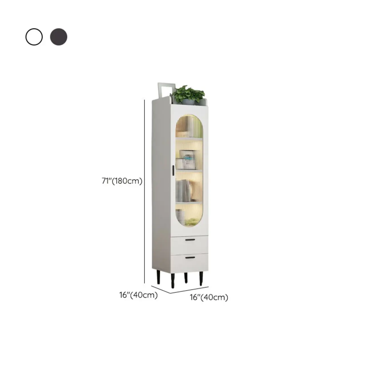 Modern White Wood Glass Storage Cabinet with Tray Top Image - 24 | homeyfad