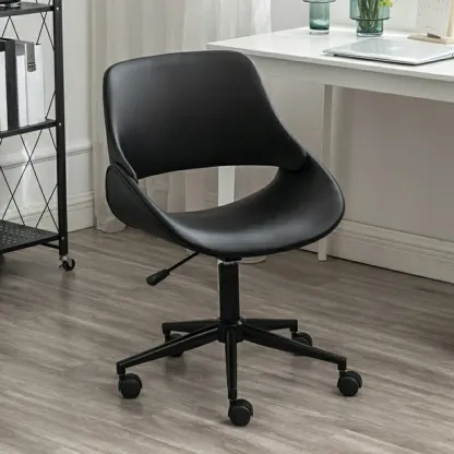 Open-Back Beige Office Chair with Casters Image - 5