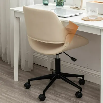 Open-Back Beige Office Chair with Casters Image - 3