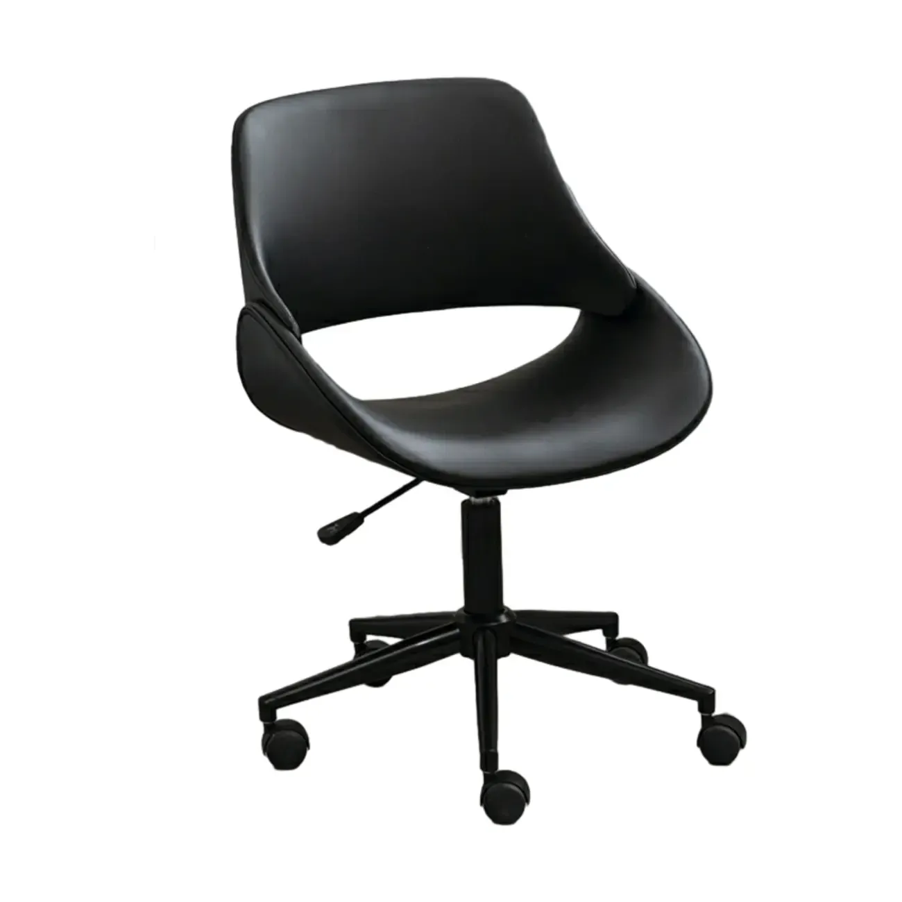 Open-Back Beige Office Chair with Casters Image - 7