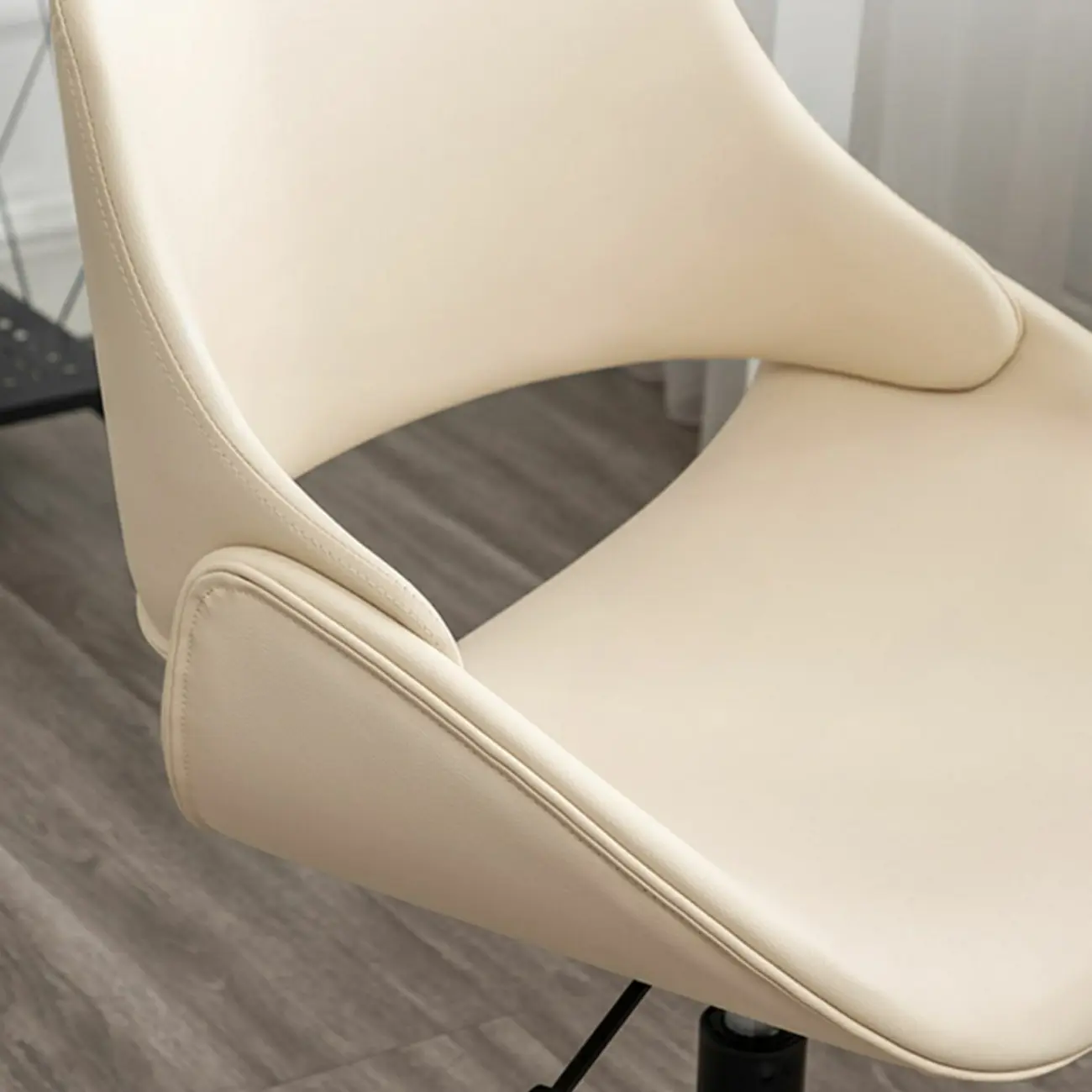 Open-Back Beige Office Chair with Casters Image - 9 | homeyfad