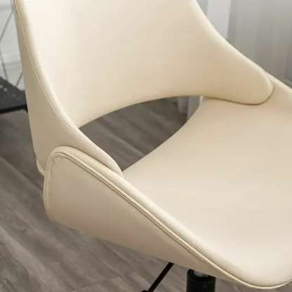 Open-Back Beige Office Chair with Casters Image - 9