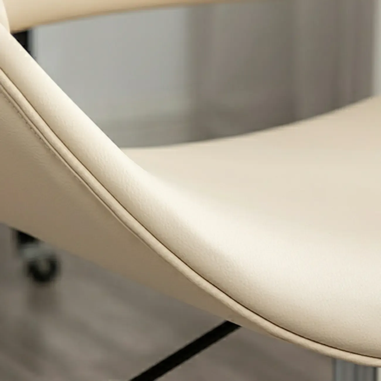 Open-Back Beige Office Chair with Casters Image - 10
