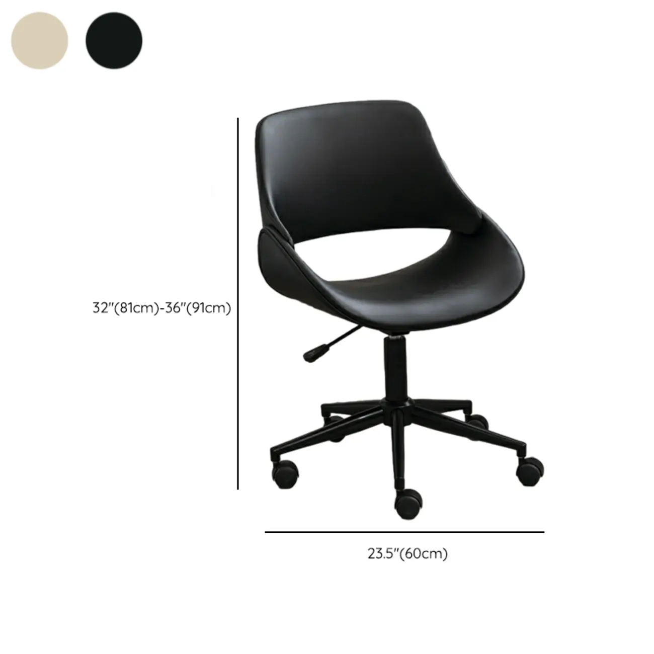 Open-Back Beige Office Chair with Casters #size