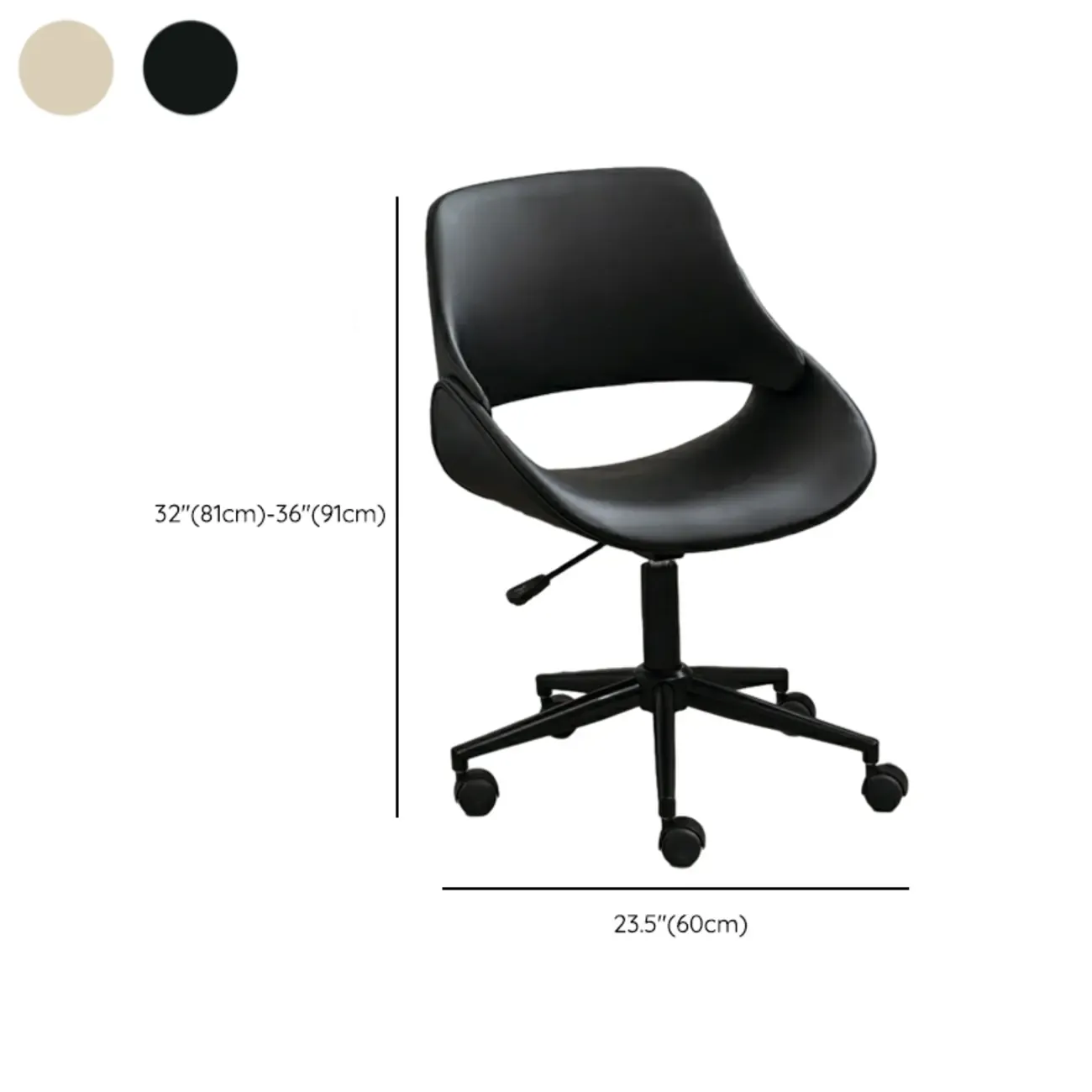 Open-Back Beige Office Chair with Casters #size
