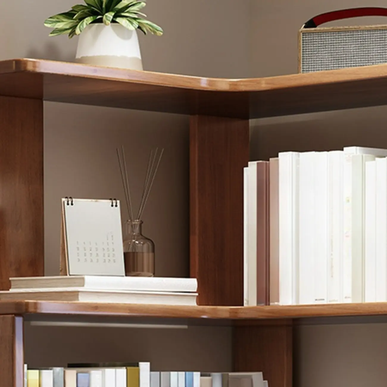 Grey Wood 5-Tier Open Corner Display Bookcase Image - 6 | homeyfad