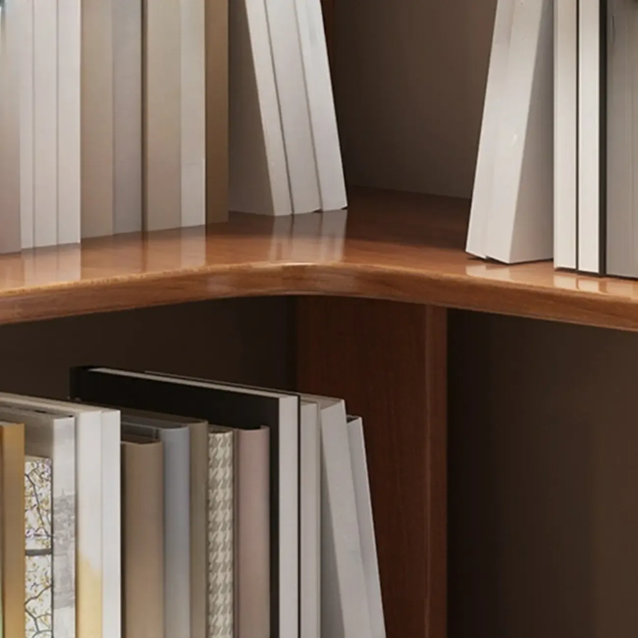Grey Wood 5-Tier Open Corner Display Bookcase Image - 8