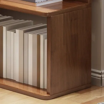 Grey Wood 5-Tier Open Corner Display Bookcase Image - 9