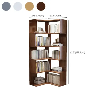 Grey Wood 5-Tier Open Corner Display Bookcase #size