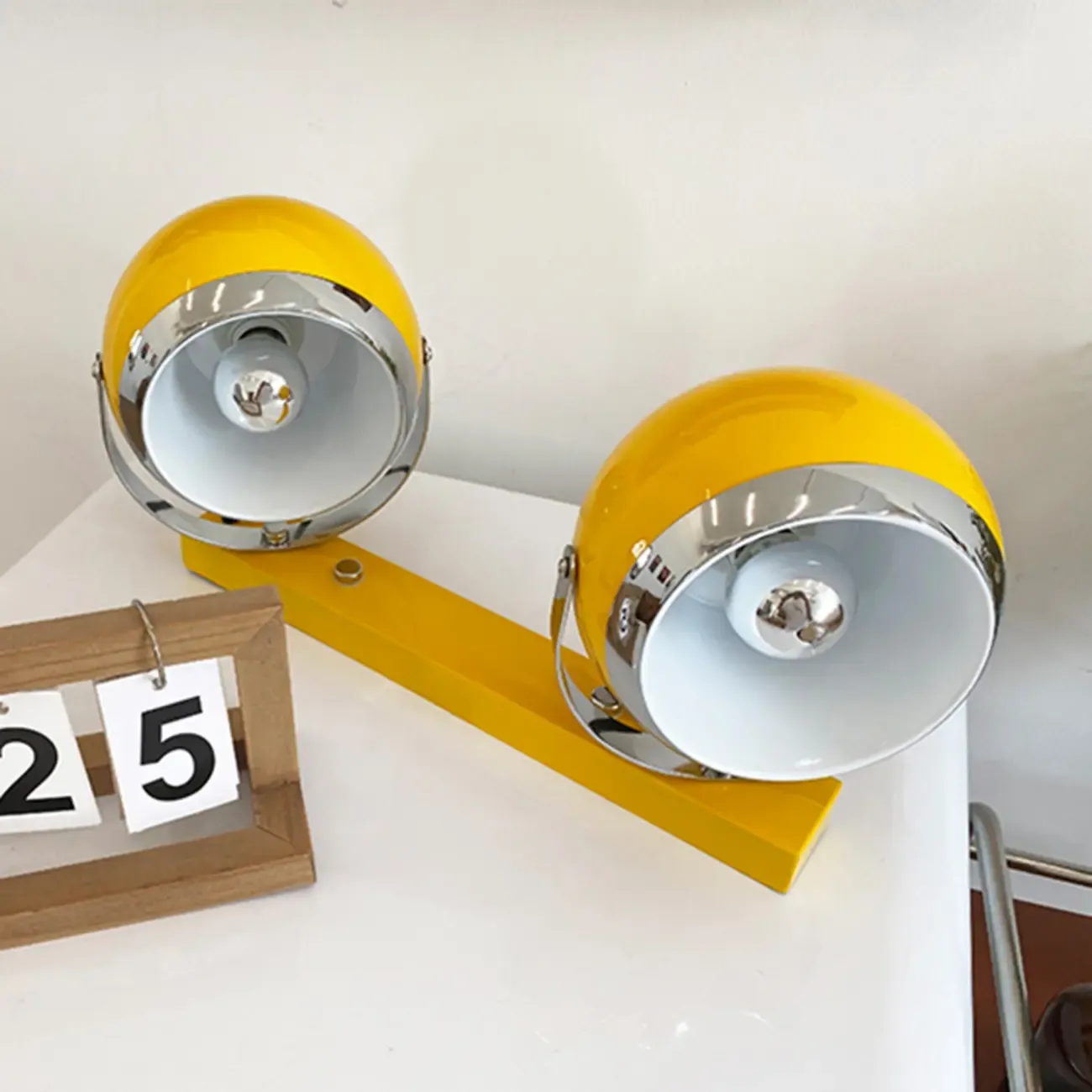 Retro Metal Yellow Red Adjustable Wall Sconce Image - 9