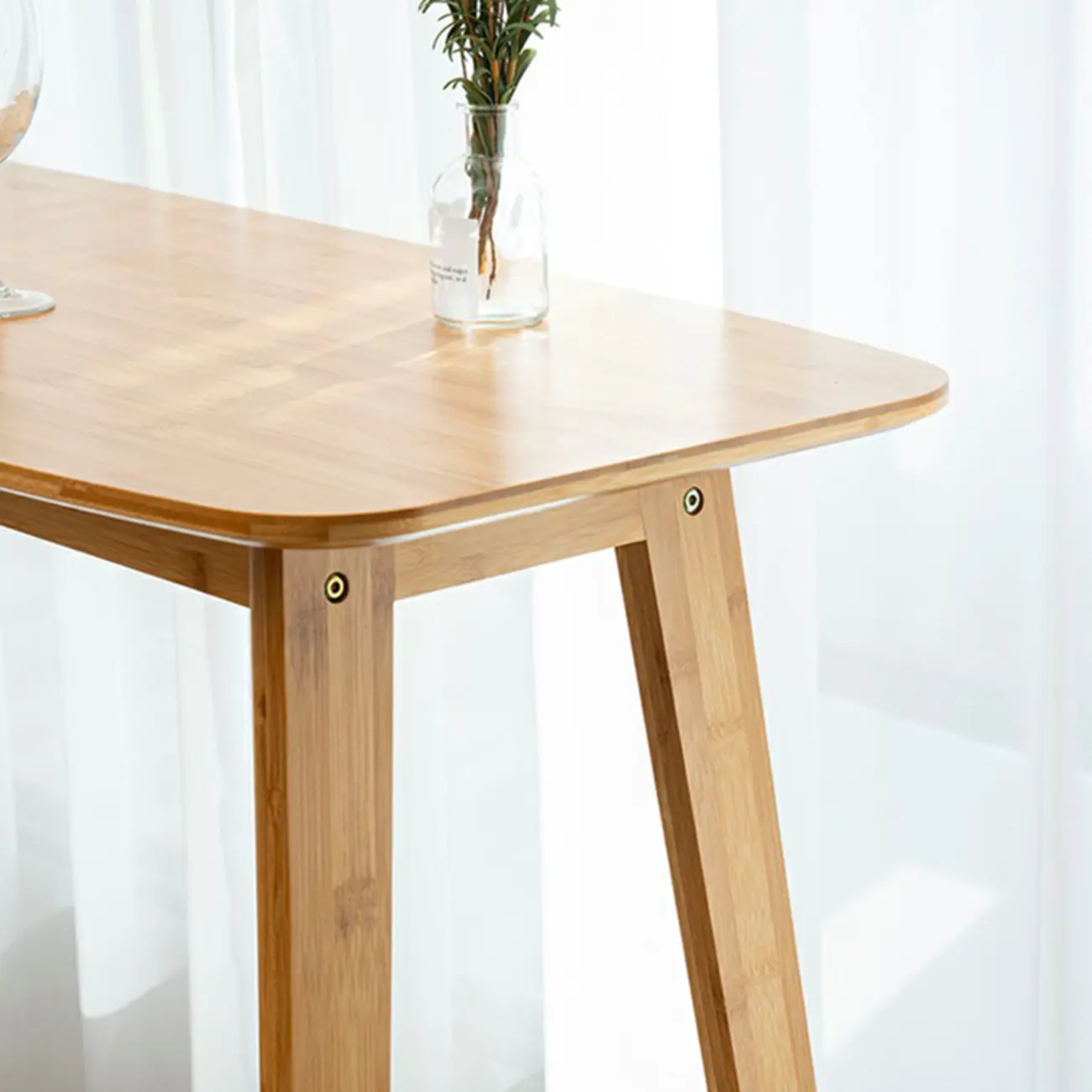 Simple Brown Bamboo 4-Leg Trestle Bar Tables Image - 8 | homeyfad