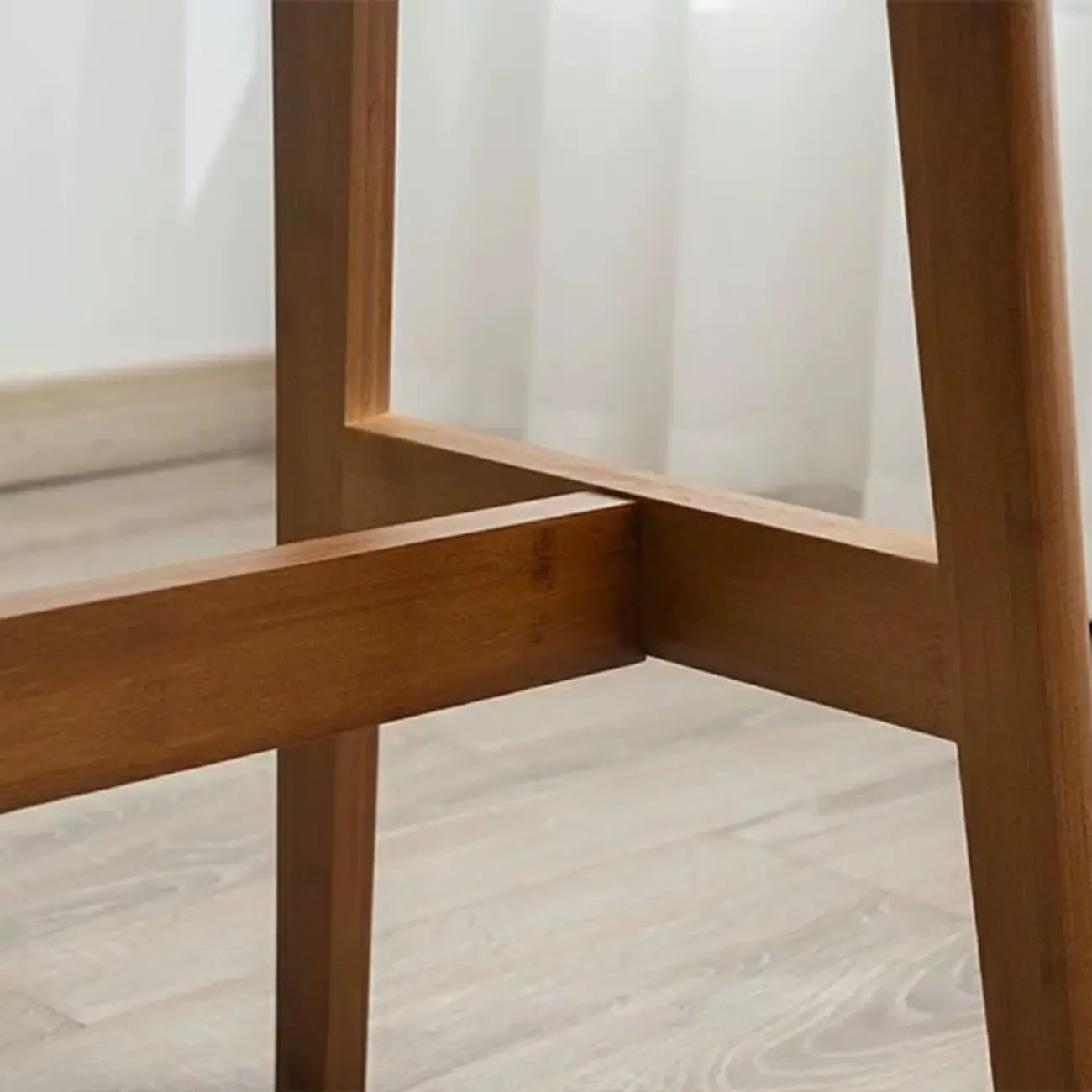 Simple Brown Bamboo 4-Leg Trestle Bar Tables Image - 9