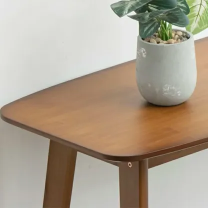 Simple Brown Bamboo 4-Leg Trestle Bar Tables Image - 10